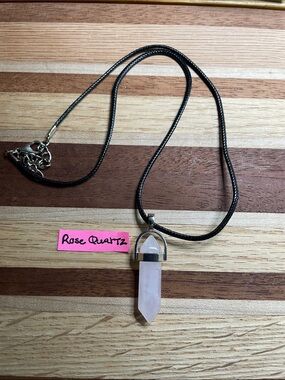 NEW Rose Quartz Crystal on an adjustable black cord